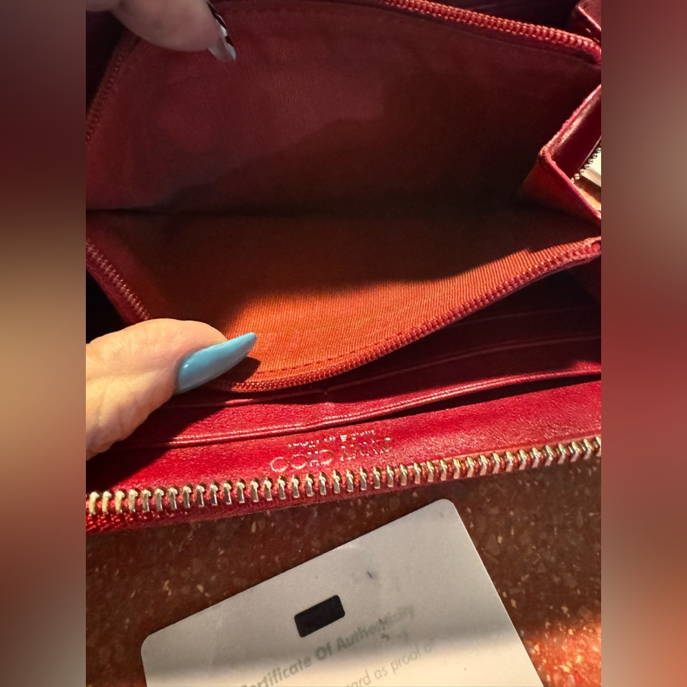 Jimmy Choo Red leather star long zip wallet with COA card EUC - Picture 9 of 9